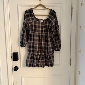 Universal Thread Navy and Brown Plaid Mini Dress